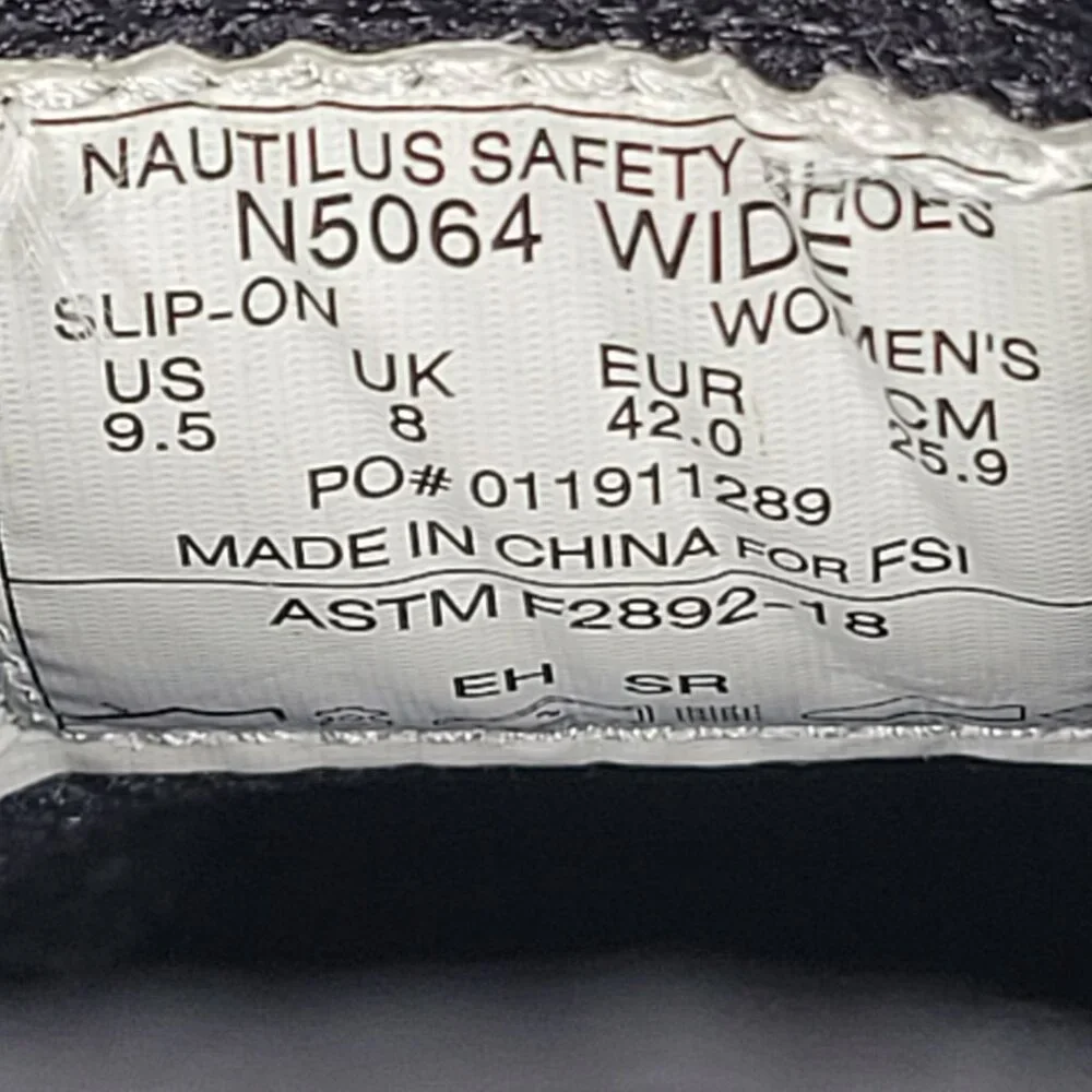 Nautilus Women's Black Slip Resistant Work Shoes N5064 US Size 9.5 NWT - Picture 8 of 8